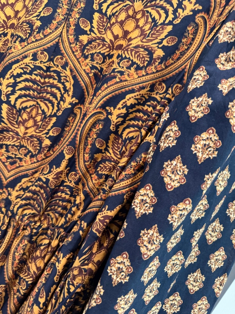Printed Black and Mustard V-Neck Maxi Dress - Picture 4 of 4